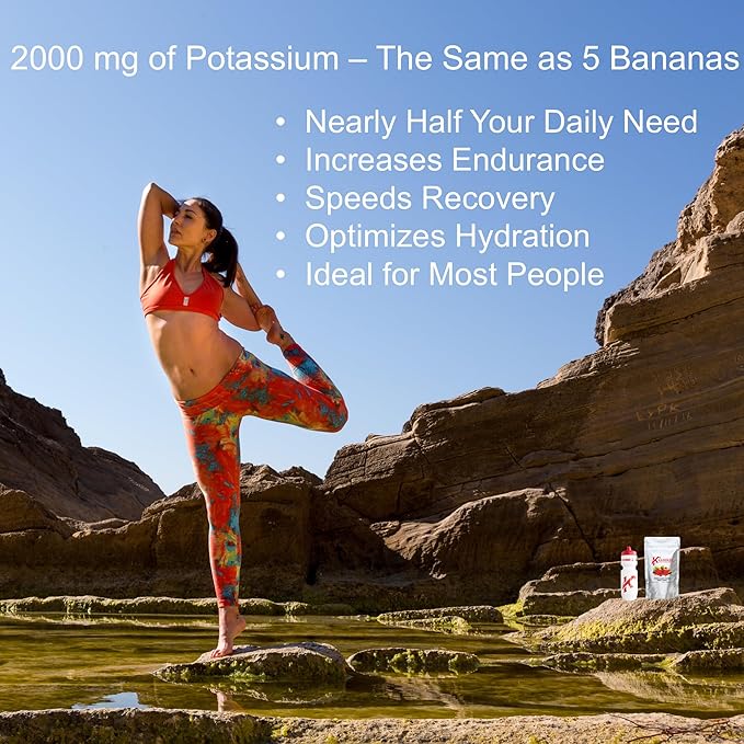 Electrolytes Powder Potassium Supplement - 2000 mg K+, >2X More Than Coconut Water | Cramp Relief