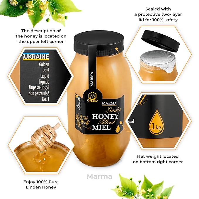HONIGMA® Marma Linden Honey | Authentic Raw Honey from Ukraine | 100% Pure, Unpasteurized & Fully