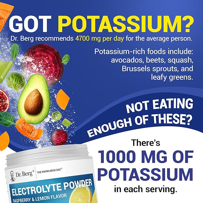 Dr. Berg Zero Sugar Hydration Keto Electrolyte Powder - Enhanced w/ 1000 mg of Potassium & Real