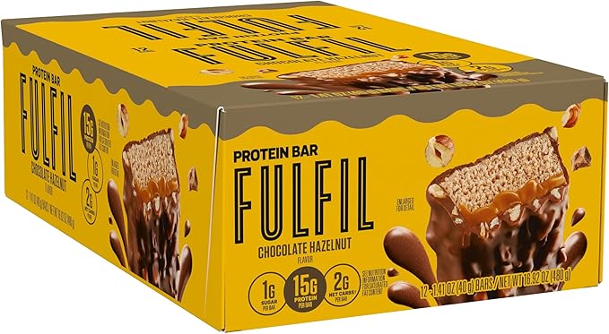 FULFIL Protein Snack Bars, Chocolate Hazelnut Flavored, Gluten Free with 15g Protein, Pantry