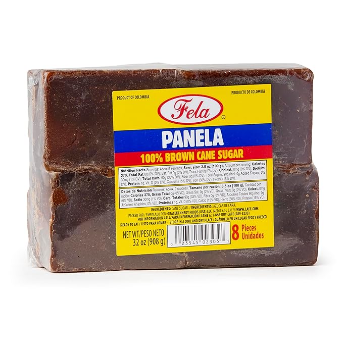 Fela Panela Cuadrada 32oz - Pure Brown Sugar Cane for Traditional Latin Cooking - Panela Colombiana
