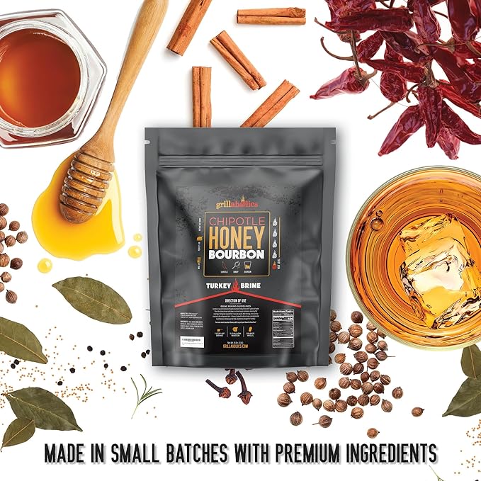 Grillaholics Chipotle Honey Bourbon Turkey Brine Kit – 16 oz Bag for Smoking, Roasting, Grilling &
