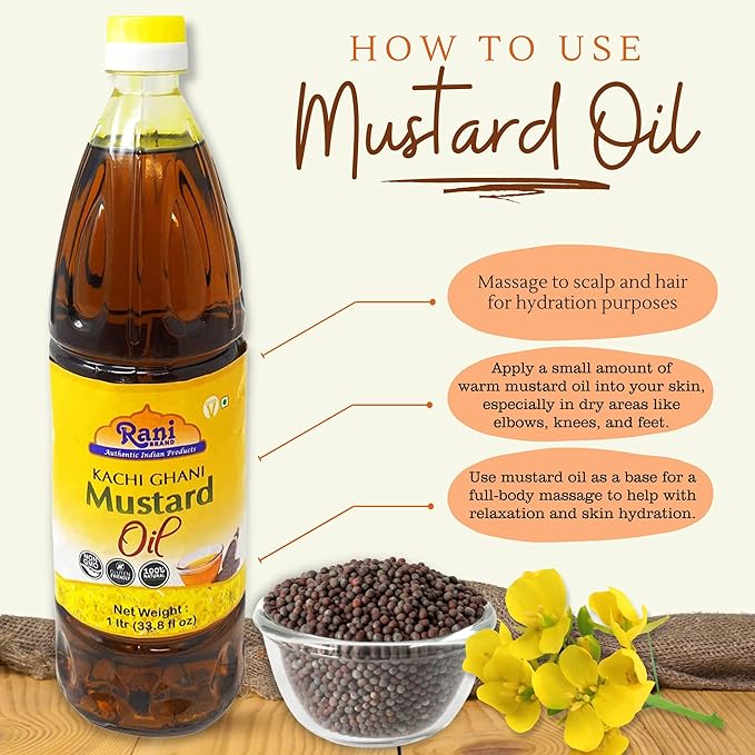 Rani Mustard Oil (Kachi Ghani) 169 Ounce (5 Liter) Pack of 2, NON-GMO | Gluten Free | Vegan | 100%
