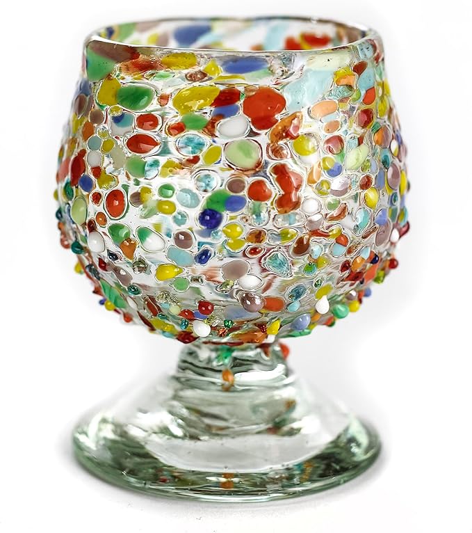Authentic Mexican Tequila Hand Blown Shot Glasses - Set of 4-2 oz - Mini Glass Snifters - Heavy