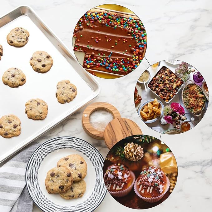 Baking Sheet Set of 2, Stainless Steel 2-Piece Cookie Sheet, Toaster Oven Baking Pan Set, Rectangle