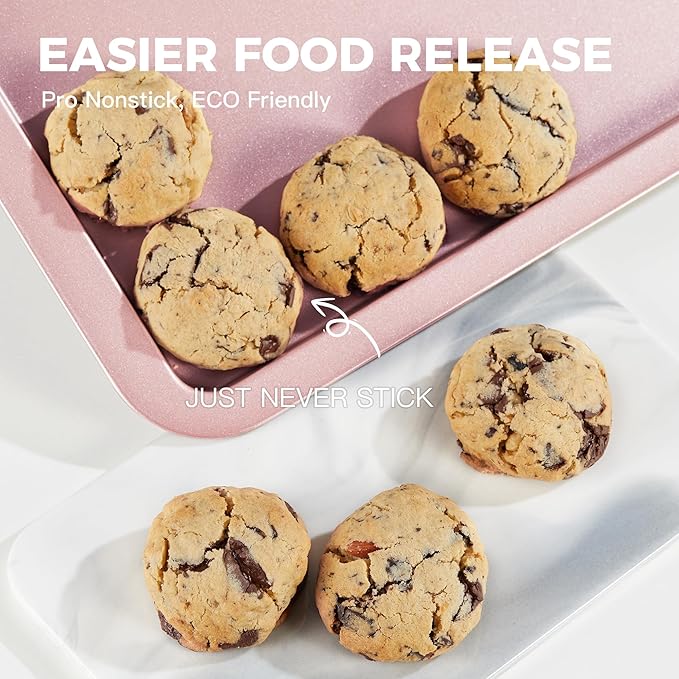 HONGBAKE Baking Sheet Pan Set, Cookie Sheet for Oven, Nonstick Bakeware Sets with Wider Grips, 3