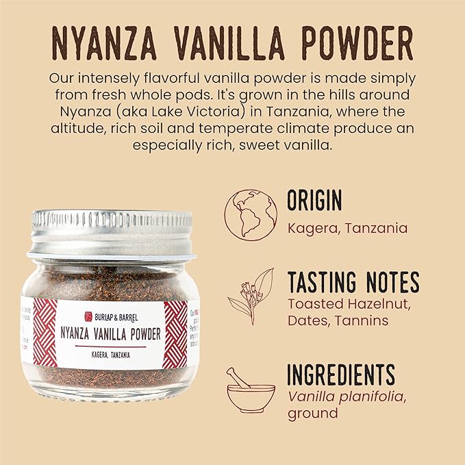 Burlap & Barrel Nyanza Vanilla Powder ??Sweet, Classic Vanilla Flavor with Date-Tannin Aroma