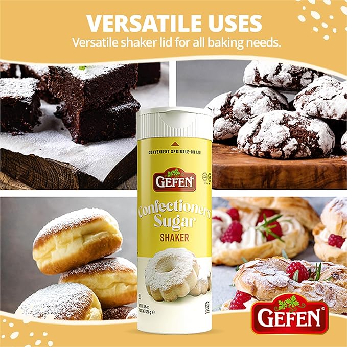 Gefen Confectioners Sugar Shaker, 8.8oz (2 Pack) | Powdered Sugar | Corn Free | Gluten Free |