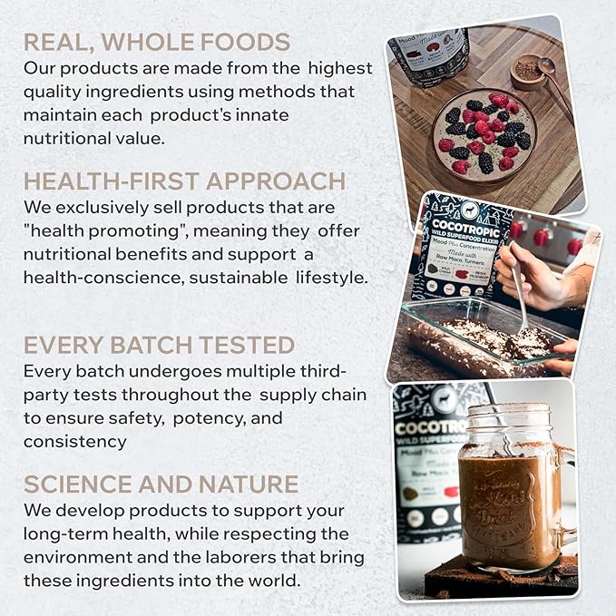 Organic Cocotropic Superfood Mushroom Hot Chocolate Mix, 8 oz | Non-GMO, Vegan, Gluten Free, Reishi
