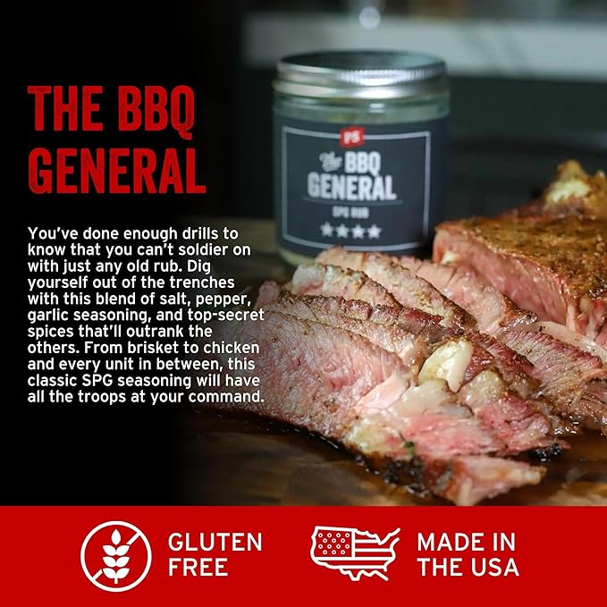 PS Seasoning The BBQ General - SPG Seasoning, All-Purpose BBQ Seasoning and Rubs for Smoking and