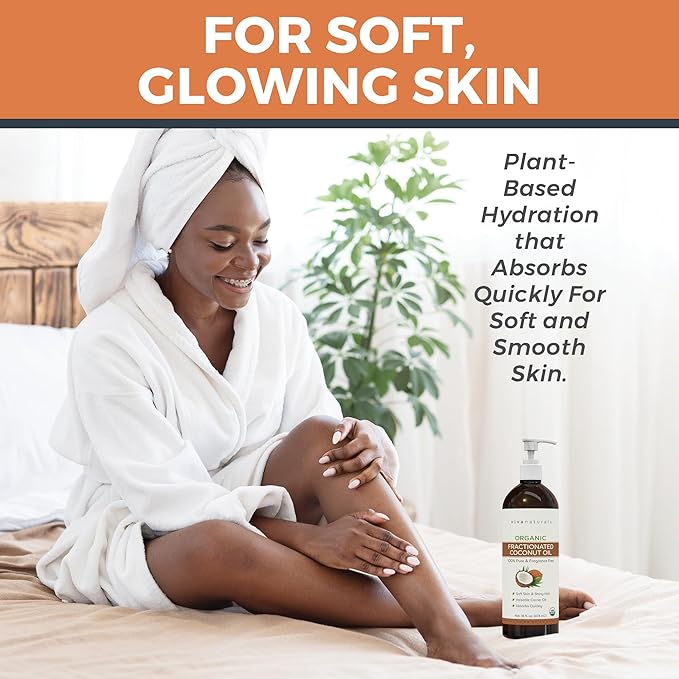 Viva Naturals Organic Fractionated Coconut Oil - Skin & Hair Moisturizer, Relaxing Massage and Body