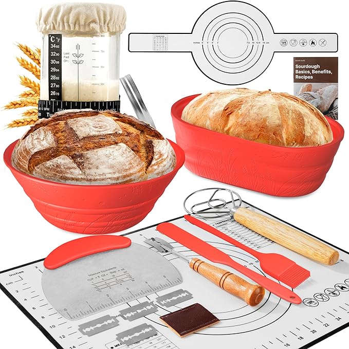 Sourdough Starter Kit with Jar ??Complete Sourdough Bread Baking Supplies for Beginners, Includes 2