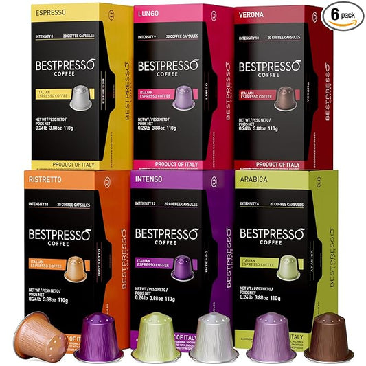 Bestpresso Coffee for Nespresso OriginalLine Machine 120 pods Certified Genuine Espresso Variety