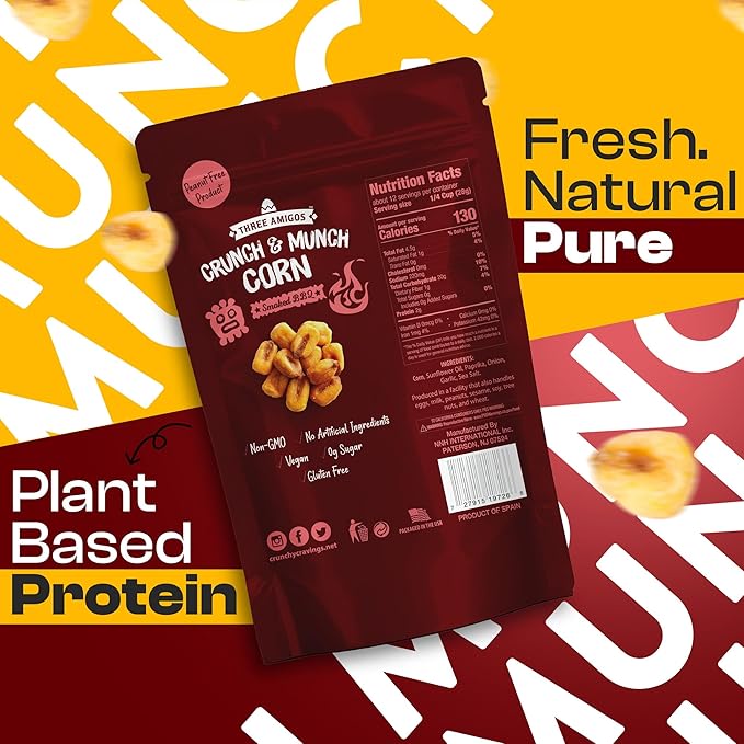Three Amigos Corn Nuts Suger Free, 100% Vagan, Peanut Free Non-GMO (All Natural Ingredients)