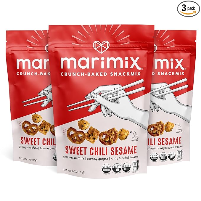 Marimix Snack Mix | Sweet Chili Sesame 3 Pack | Crunch Baked Sweet & Salty Savory Plant Based