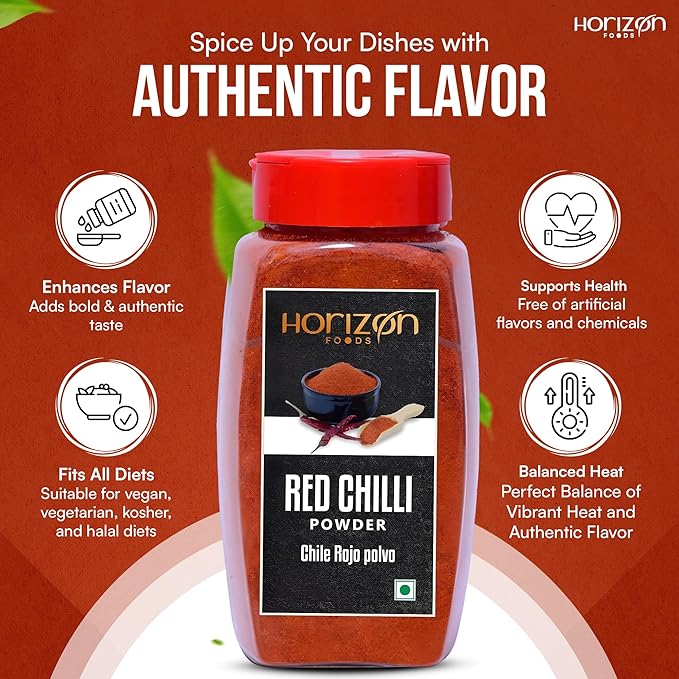 Horizon Foods Premium Red Chili Powder - 200g Indian Spice Blend for Tikka Masala Sauce, Mexican
