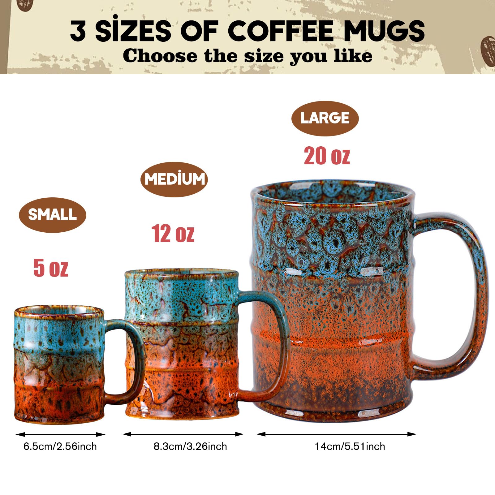 LGQ Coffee Mug,20 Oz Coffee Cups Ceramic Tea Cup Large Coffee Mug for Office and Home - Dishwasher