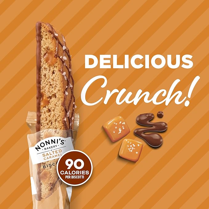 Nonni's Salted Caramel Milk Chocolate Biscotti Cookies ??Individually Wrapped Italian Coffee Snack