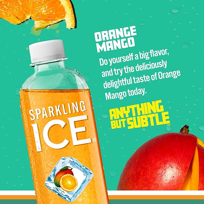 Sparkling Ice, Orange Mango Sparkling Water, Zero Sugar Flavored Water, with Vitamins and