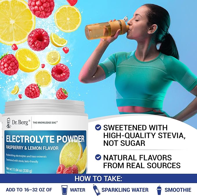 Dr. Berg Zero Sugar Hydration Keto Electrolyte Powder - Enhanced w/ 1000 mg of Potassium & Real