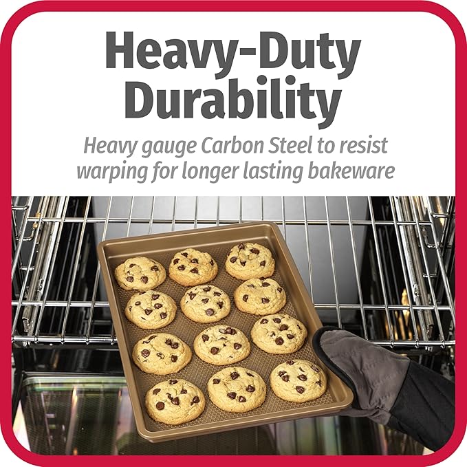 GoodCook BestBake Nonstick 10" x 15" Textured Carbon Steel Cookie Sheet, Medium Baking Tray