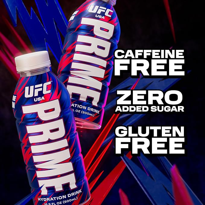 PRIME Hydration UFC, Sports Drinks, Electrolyte Enhanced for Replenishing Fluids, 250mg BCAAs, B