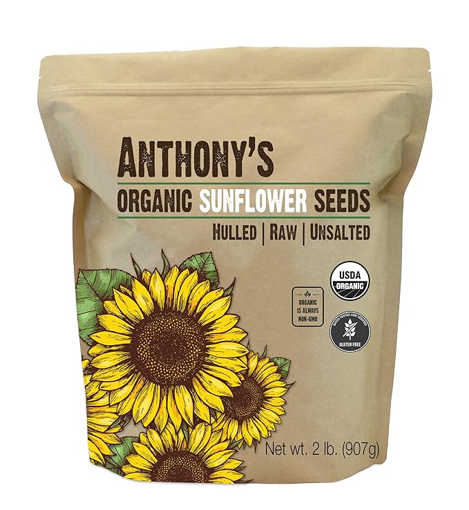 Anthony's Organic Hulled Sunflower Seeds, 2 lb, Raw, Unsalted, Batch Tested and Gluten Free, Keto