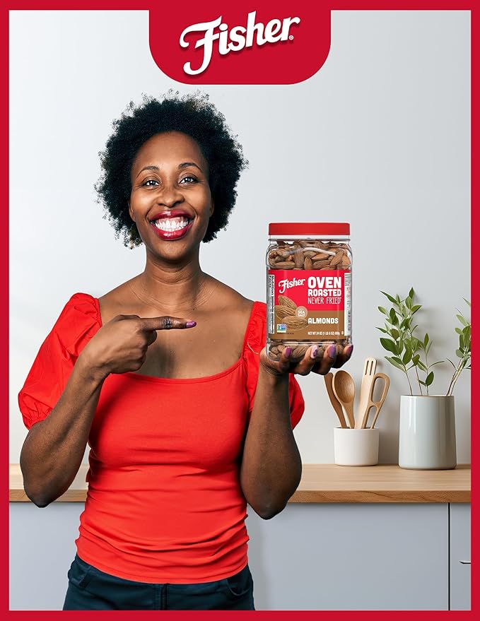 Fisher Oven Roasted Never Fried Almonds, 24 Ounces (Pack of 1), Heart Healthy Snacks for Adults