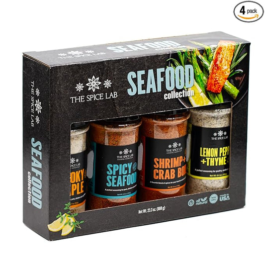 The Spice Lab Seafood Seasoning Set - Smoky Maple, Shrimp Boil, Spicy Seafood and Lemon Pepper