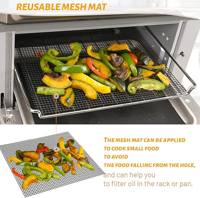 WMKGG 12 inch Square Air Fryer Liners Set, 3 Pack Non-stick Reusable Toaster Oven Mat Compatible