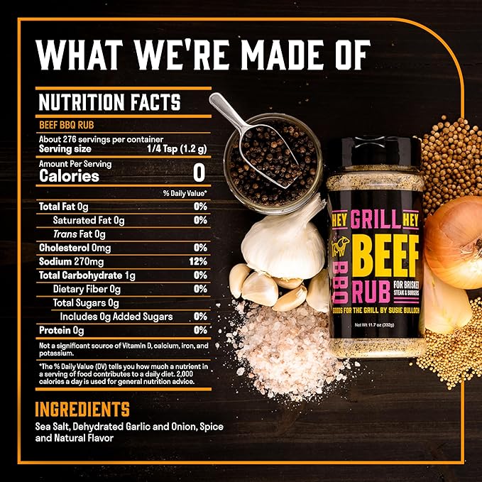 Hey Grill Hey | Beef Rub 11.7 oz | NBBQA Award Winning Rub. Geat brisket seasoning, burger