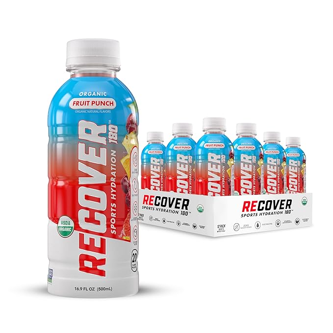 RECOVER 180 Organic Sports Hydration Drink, No Sugar Added, 20 Calorie Sports Beverage, Organic