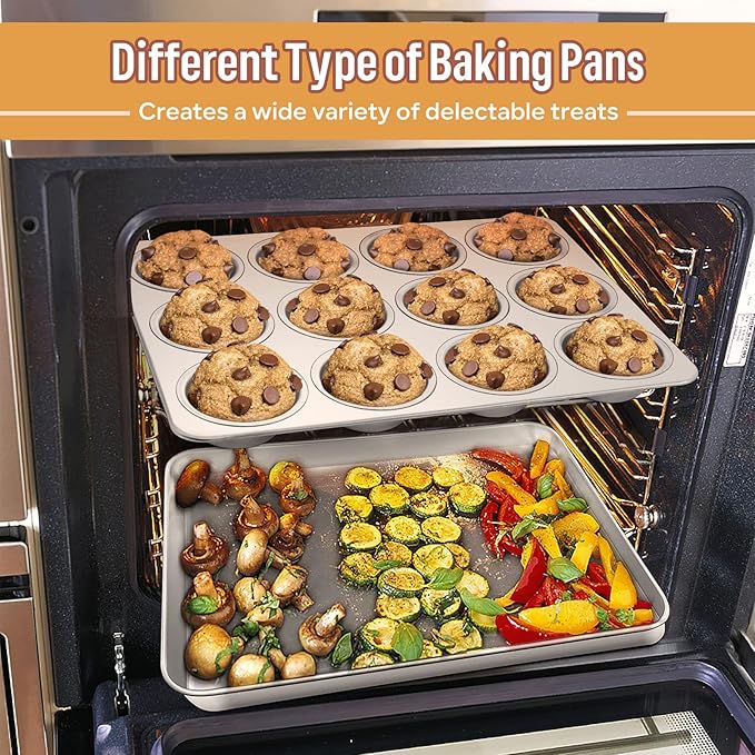 E-far 10-Piece Baking Pans set, Stainless Steel Bakeware Set for Oven, Include Cake Pan/Baking