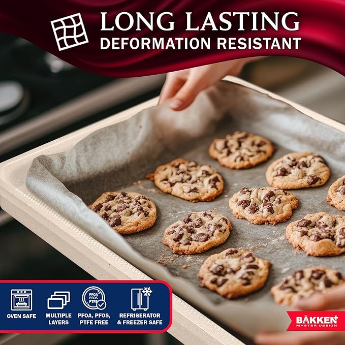 BAKKEN Kitchen Baking Pan - Small, Medium, and Large Cookie Pan (13.58×9.65, 15.75×11