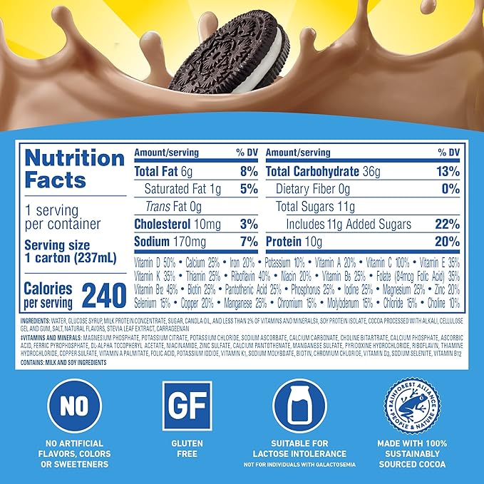 Carnation Breakfast Essentials Complete Nutritional Drink Cookies N Crème Flavor 8 oz Bottle 24 Ct