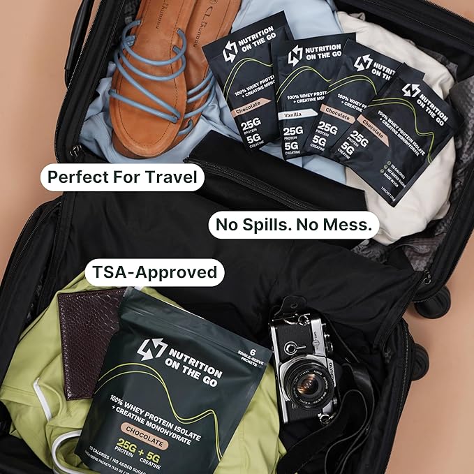 Travel Whey Protein Isolate Packets ??Single-Serve Protein Powder ??25g Protein + 5g Creatine