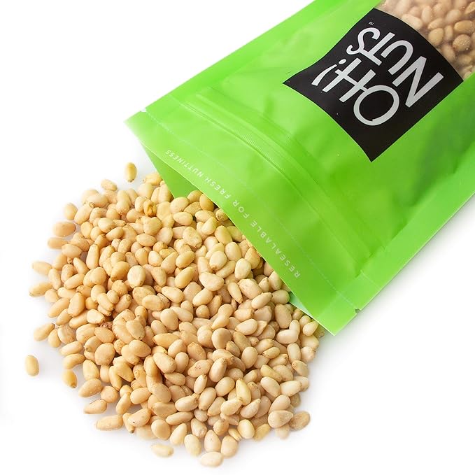 Oh! Nuts Pine Nuts (Pignolias) - Raw - 100% Natural Pine Nuts - 1 lb Bulk Bag - Premium Pignoli