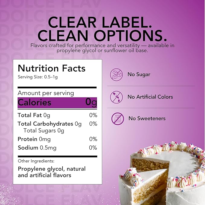 Dolce Flav Birthday Cake Extract ??2 Ounce Water-Soluble Kosher, Sugar-Free, Concentrated Festive