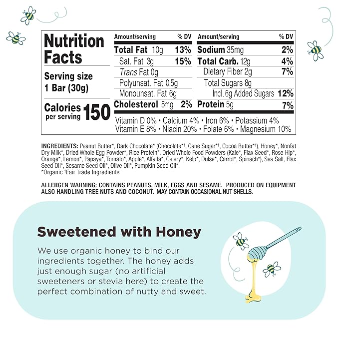 Perfect Bar Mini, Chocolate Covered Peanut Butter Protein Bar, Protein Snack, Snack Bar, Organic