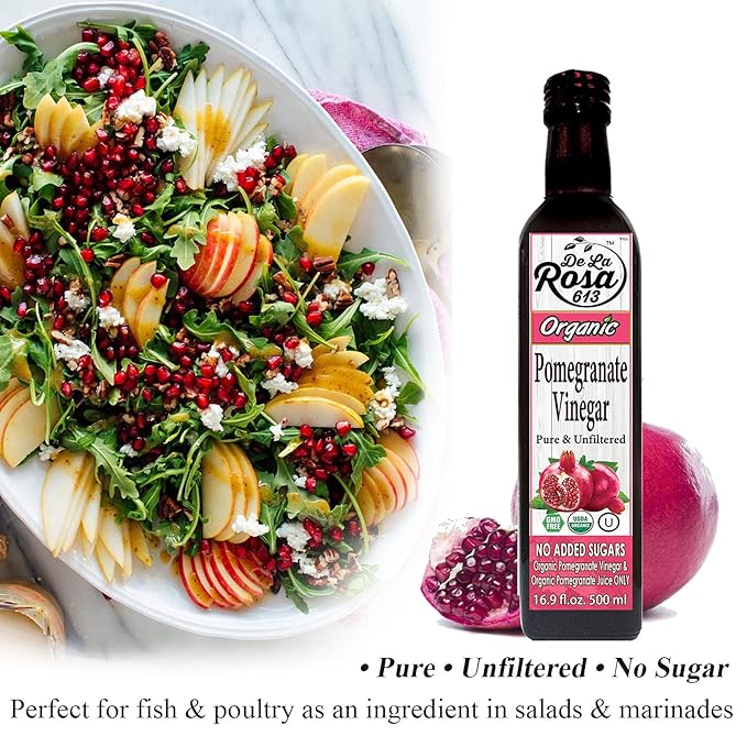 De La Rosa Organic Vinegar Variety Pack, Raspberry, Pomegranate & White Balsamic Vinegar, Vegan