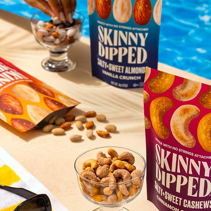 SkinnyDipped Salty + Sweet Maple Almond Crunch, Healthy Snack, Plant Protein, Gluten Free, 4 oz