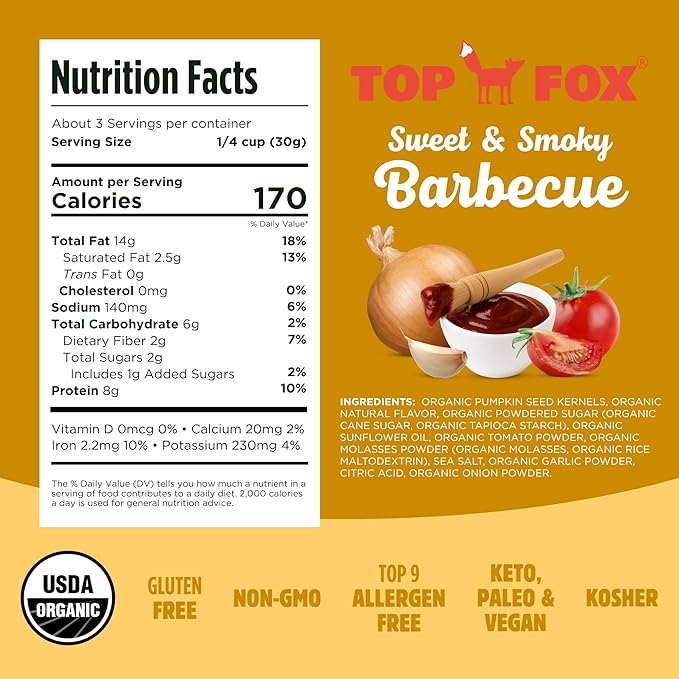 Top Fox Snacks BBQ Pumpkin Seeds to Eat (Barbecue, 3.5 oz – 6 Pack) - Gluten Free Snacks, Healthy