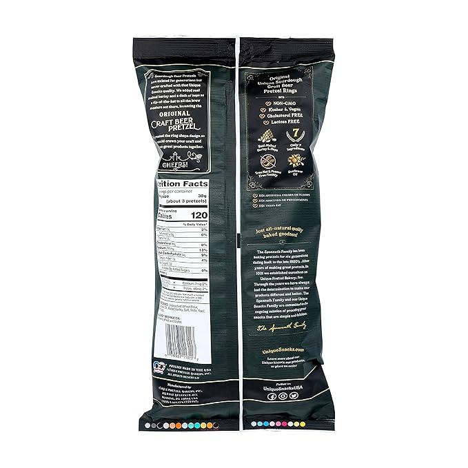 Unique Snacks Sourdough Craft Beer Pretzel Rings, Delicious Homestyle Baked Snack Bag, Vegan, OU