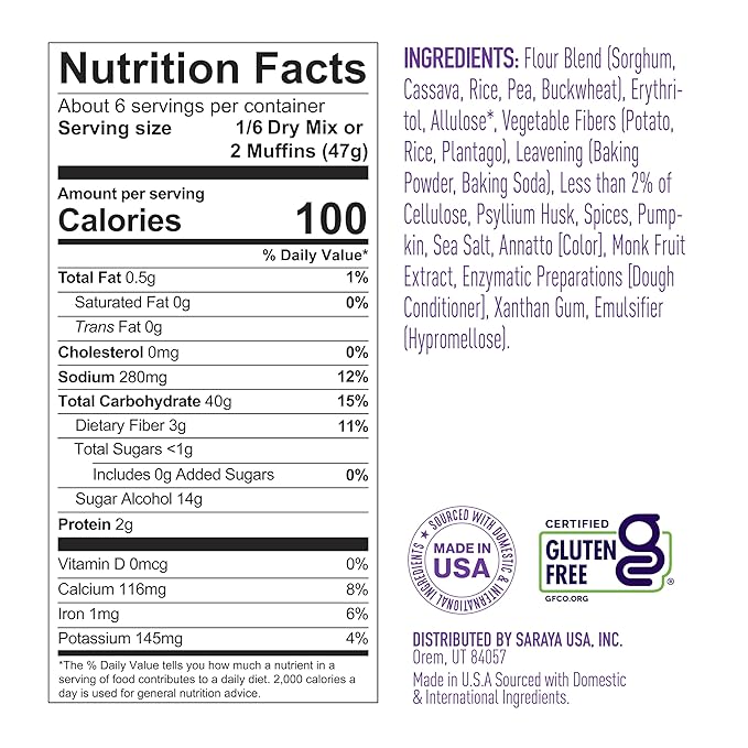 Lakanto Pumpkin Spice Muffin Mix - Sweetened with Monk Fruit, Allulose, Erythritol, Gluten Free