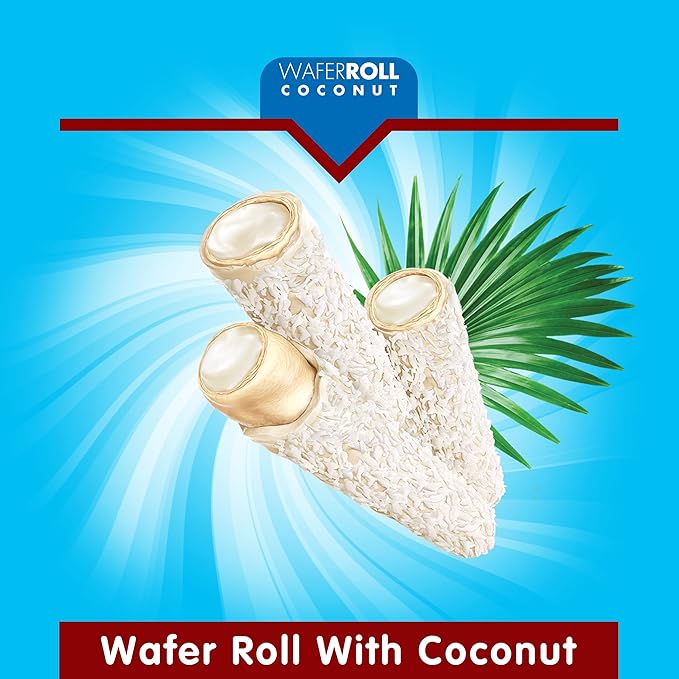 Snack Break Coconut Wafer Rolls, Rolled Wafer Cookies, Coconut Coated Delicious Snack, Individually