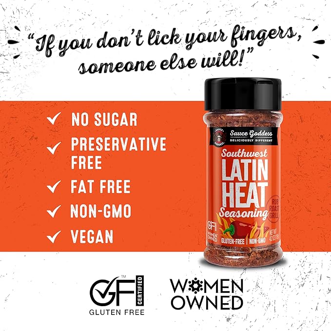 Sauce Goddess - Southwest Latin Heat Shaker - Mexican Rub, Taco seasoning with Cumin, Oregano