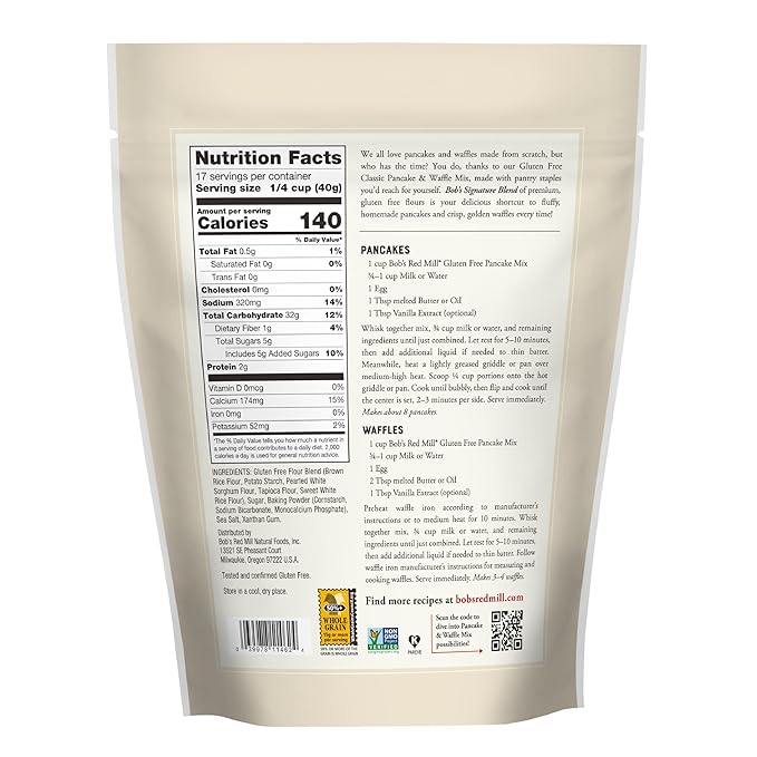 Bob?셲 Red Mill Gluten Free Pancake & Waffle Mix, 1.5 Pound (Pack of 1) ??Whole Grain, Makes 34