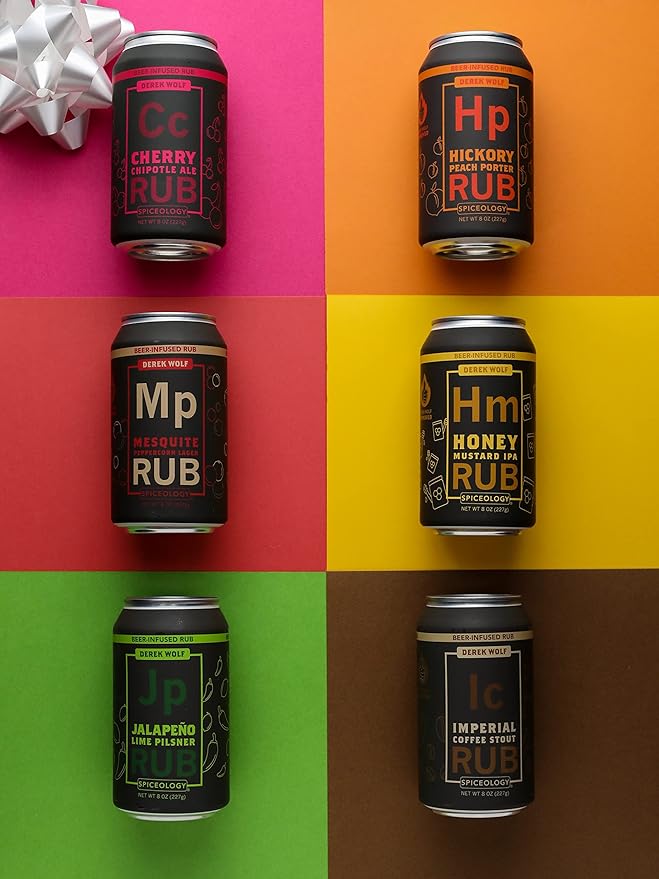 Spiceology -Derek Wolf Beer-Infused BBQ Rub Set -Cherry Chipotle Ale, Honey Mustard IPA, Hickory