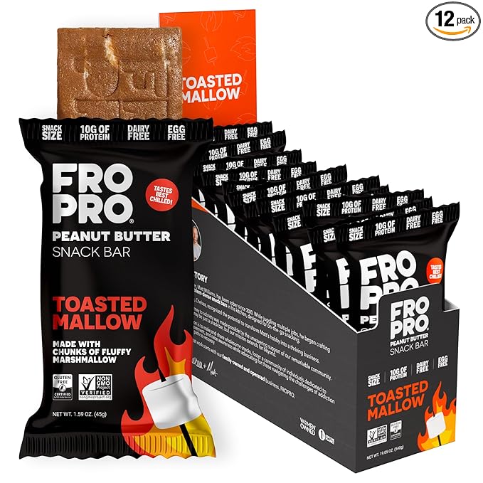 FROPRO Snack Bars - Plant Powered Peanut Butter Protein Bars. All-Natural, Gluten-Free, Dairy-Free