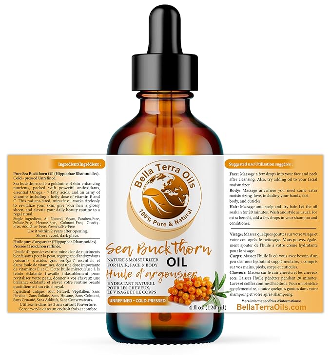 Bella Terra Oils - Seabuckthorn Berry Oil 4oz - Experience Nature's Luxurious Touch, Brimming with